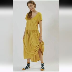 Anthropologie Saturday Sunday Bobbie Ruffled Tiered Shortsleeve Maxi Midi Dress